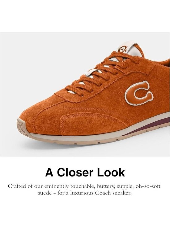 Coach Flat Sneakers Men\'s Size 10D Toffee Lace Up Low Top Rubber Outsole main image 4